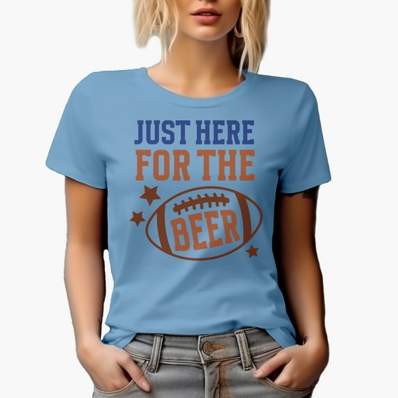 Just Here for the Beer with Football Ball Art Merch Gift, Baby Blue T-Shirt, 3XL