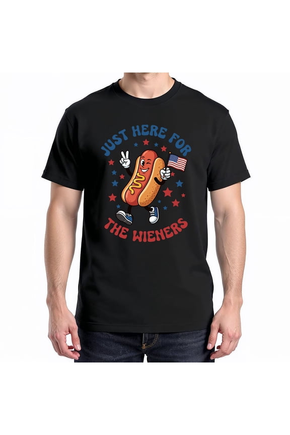 Just Here for the Wieners T-Shirt – BBQ Humor – Outdoor Cookout Enthusiasts