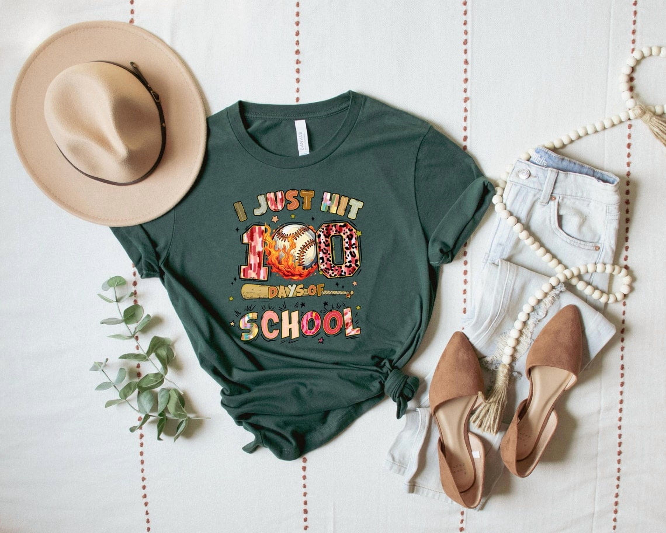 Just Hit 100 Days Of School Shirt, 100Th Day Of School Shirt, Teacher 100 Days Shirt, Baseball Student Shirt, Teacher, School Tee, Full Size S-5XL