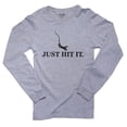 thumbnail image 1 of Just Hit It Bungee Jumping Graphic Silhouette Men's Long Sleeve Grey T-Shirt, 1 of 2