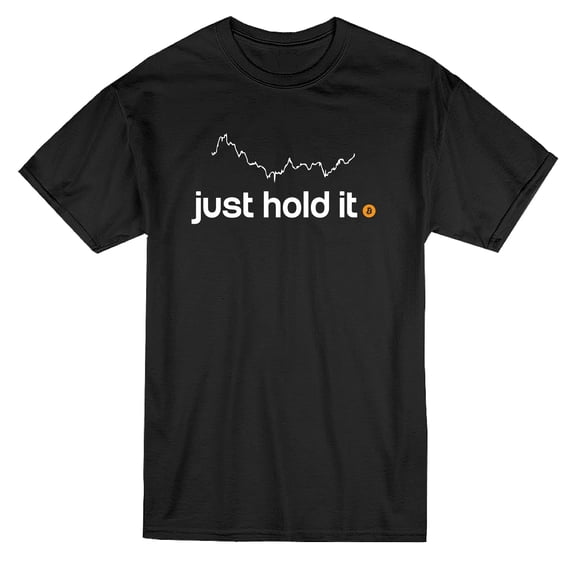 Just Hold It Bitcoin Graphic Design Men Black T-Shirt, Male Large
