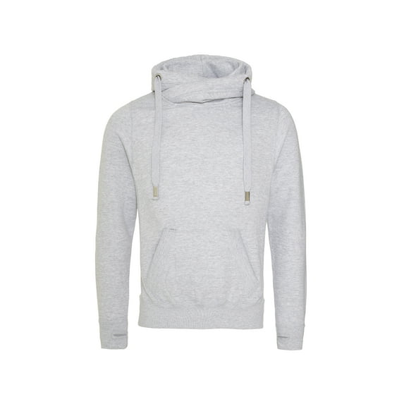 Just Hoods By AWDis JHA021 Mens 80/20 Heavyweight Cross Over Neck Hooded Sweatshirt - Heather Grey - 3X-Large