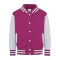 thumbnail image 1 of Just Hoods By AWDis Youth 80/20 Heavyweight Letterman Jacket L HOT PNK/ HTH GRY, 1 of 2