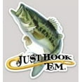 thumbnail image 1 of Just Hook 'Em Bass 5.67x 6.00; Weatherproof  Vinyl Decal for Windows, Cars, Trucks, Laptops, Etc, 1 of 1