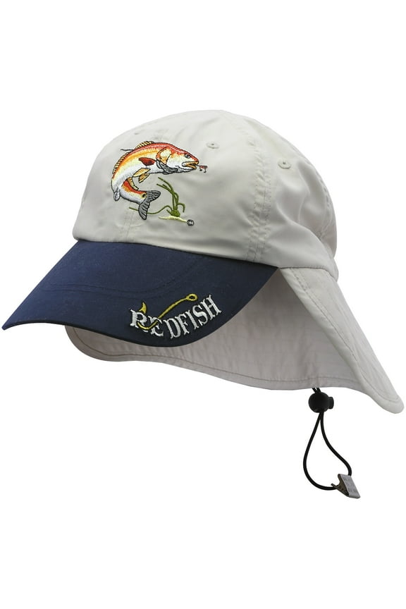 Embroidered Redfish Fishing Hat with Sun Shield