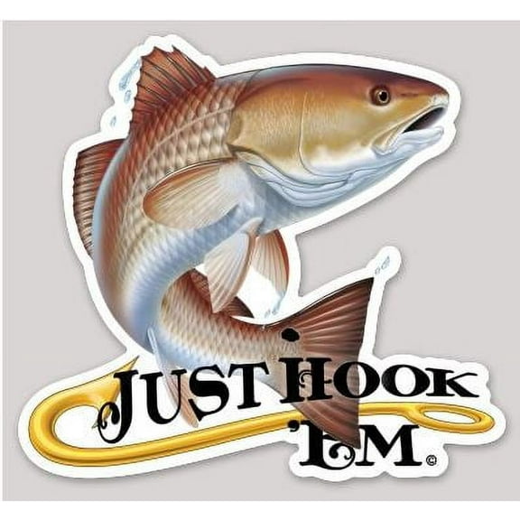 Just Hook 'Em Redfish Decal for Cars - Weatherproof Vinyl Sticker 6.00 x 5.46 Inches