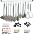 thumbnail image 1 of Just Houseware 38 Pcs Silicone Kitchen Cooking Utensil Setwith Utensil Rack, Food Grade Silicone Spatula Set, Non-Stick Heat Resistant Silicone Cookware with Strong Stainless Steel Handle(Silver), 1 of 9