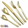 thumbnail image 1 of Just Houseware Gold Silverware Set 20 Pieces, Stainless Steel Flatware Set, Titanium Plating Cutlery Set, Service Set for 4, 1 of 8