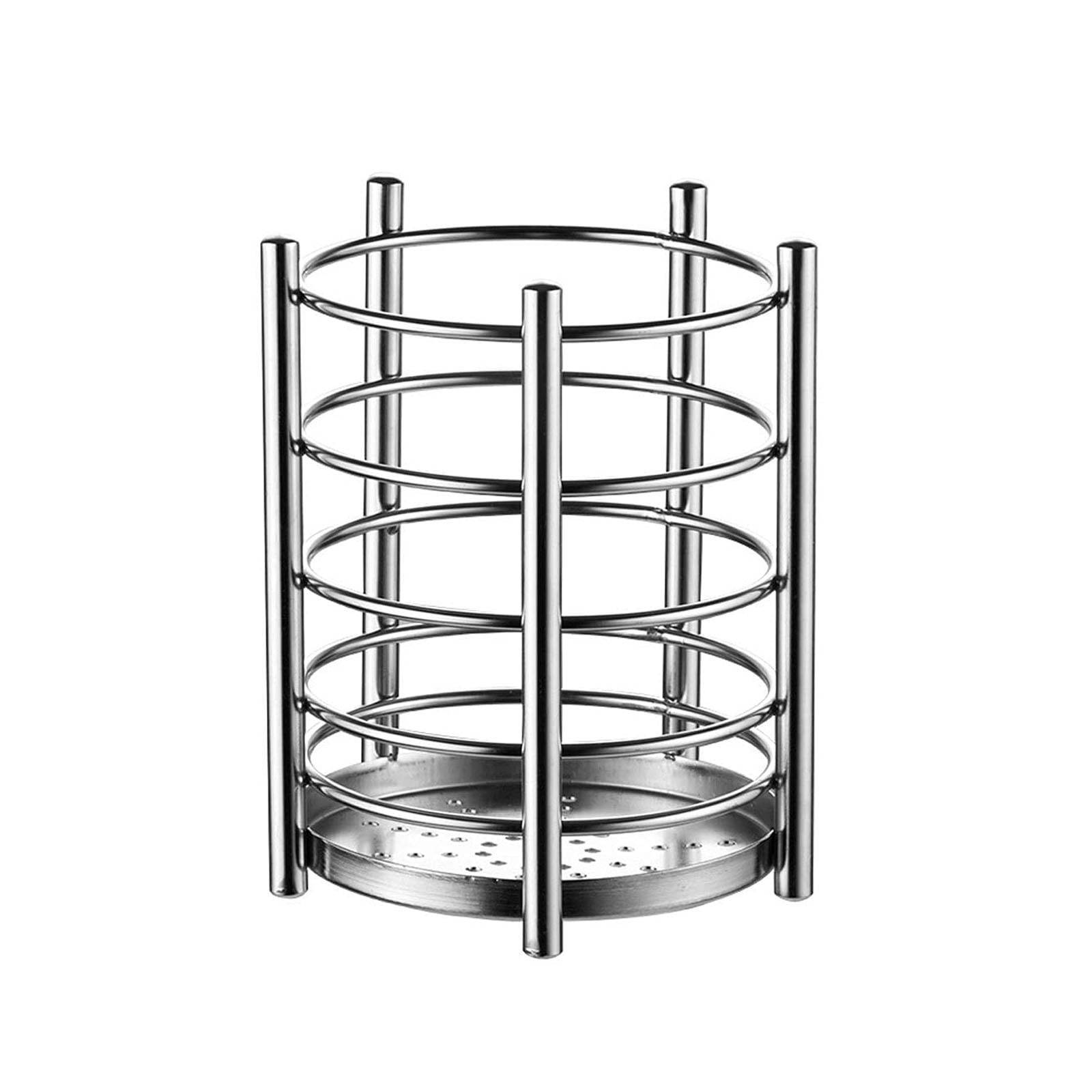 Just Houseware Gold Stainless Steel Utensil Holder, Cooking Utensil Organizer with Drain Holes, Extra Large Kitchen Utensil Holders for Countertop