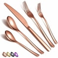 thumbnail image 1 of Just Houseware Rose Gold Silverware Set 20 Pieces, Stainless Steel Flatware Set, Titanium Plating Cutlery Set, Knives Forks Spoons Service for 4, 1 of 8