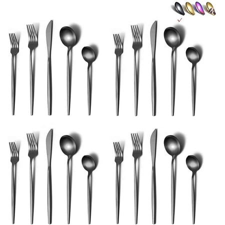 Just Houseware Silverware Sets 40-Piece Matte Black Stainless Steel Flatware Set