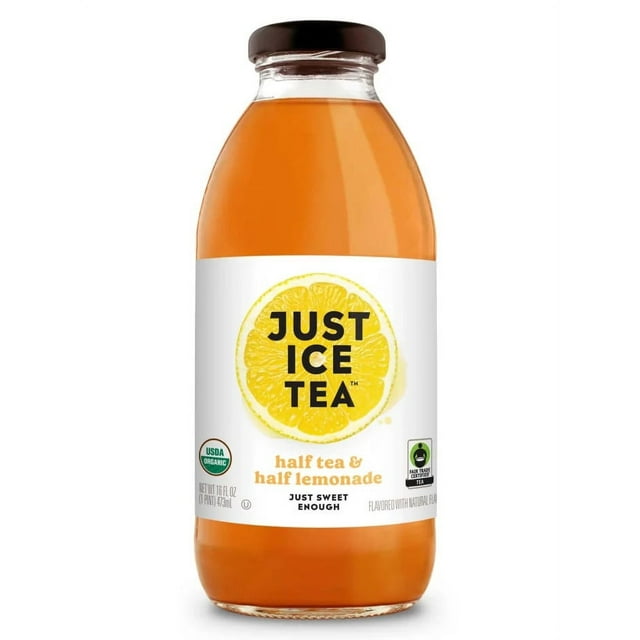 Just Ice Tea Organic Iced Tea, 16 Fl Oz Glass Bottles (Half Tea & Half
