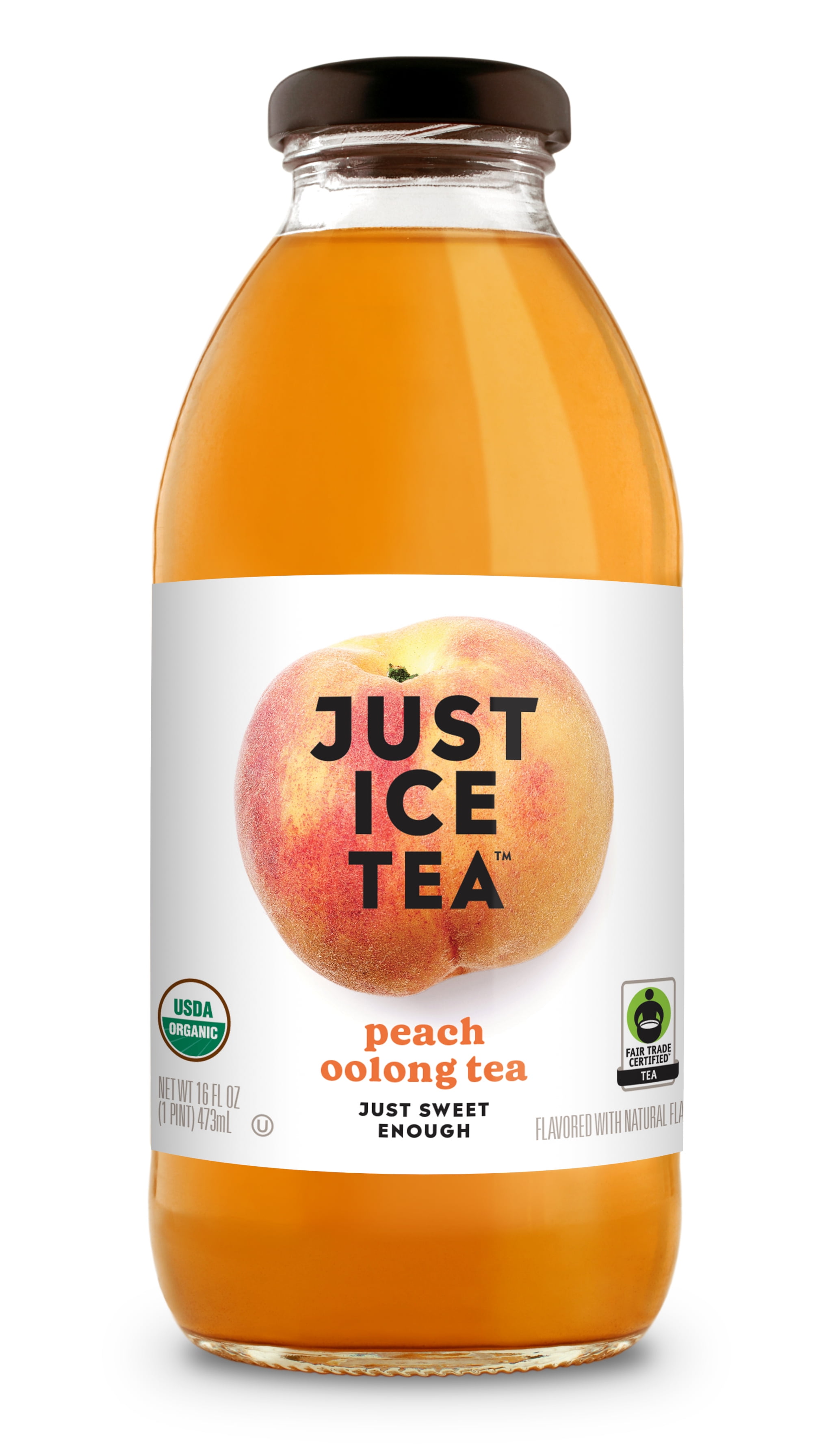 Just Ice Tea Organic Iced Tea, 16 Fl Oz Glass Bottles (Peach Oolong Tea,  Pack of 12)