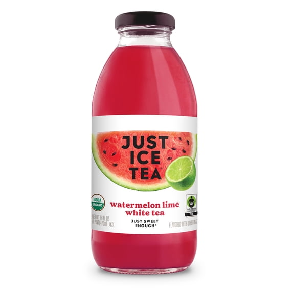 Just Ice Tea Watermelon Lime White Tea 16 fl oz glass