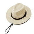 thumbnail image 1 of Just In! Kilaqueen Men's Hats Classic Straw Hat Vintage Jazz Hat Casual Short Brim Panama Hats Outdoor Beach Sun Hats with Belt and Chin Strap Hiking Riding Hats, 1 of 5