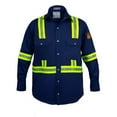 thumbnail image 1 of Just In Trend Flame Resistant High Visibility Hi Vis Shirt - 100% C - 7 oz (Large, Navy Blue), 1 of 6