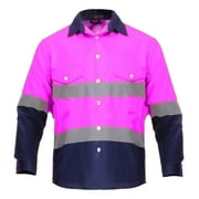 Just In Trend High Visibility Hi Vis Reflective Safety Work Shirts Small, Pink/Navy Blue