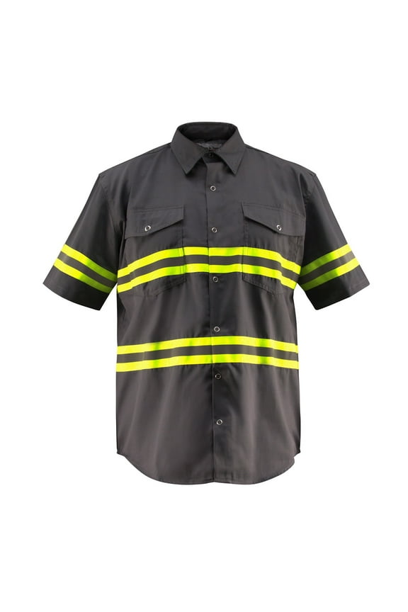 Premium High Visibility Safety Shirt - Half Sleeve (Large, Dark Grey)