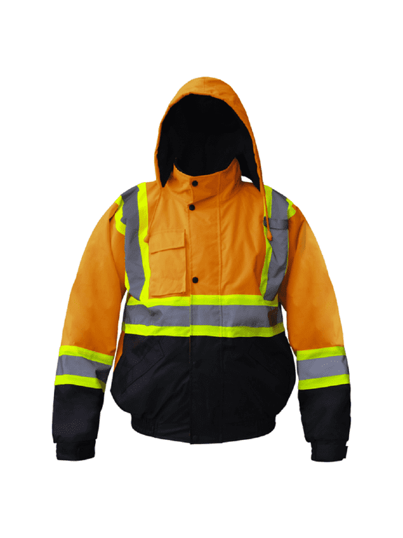 High Visibility Waterproof Fleece Lined Work Coat Jacket, Large
