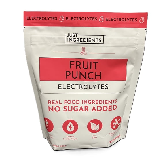 Just Ingredients Electrolytes Hydration Drink Mix Fruit Punch Coconut Water Essential Minerals Monk Fruit Stevia Sweetened 30 Serving
