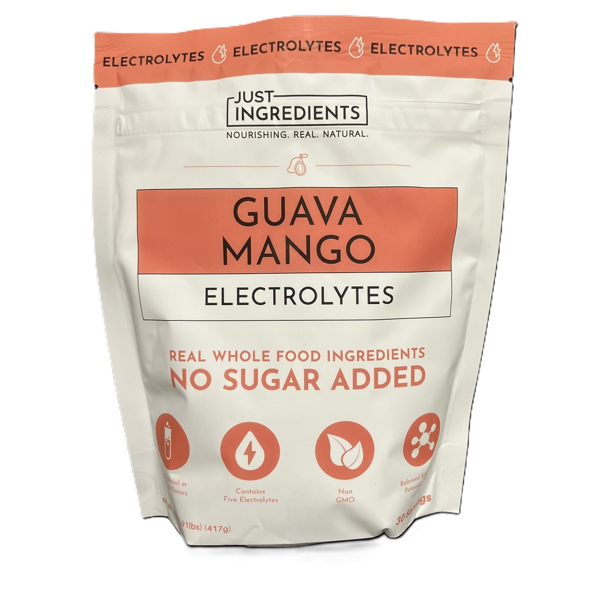 Just Ingredients Electrolytes Hydration Drink Mix Guava Mango 30 Serving Coconut Water Sea Salt Trace Minerals