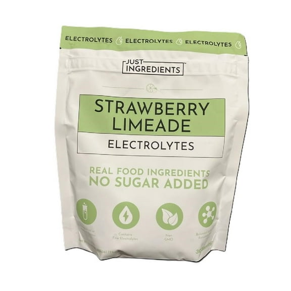 Just Ingredients Strawberry Limeade Electrolytes 30 Serving Hydration Drink Mix with Essential Minerals Remineralizing Formula No Sugar Added Supports Energy Vegan Non-GMO