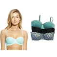 thumbnail image 1 of Just Intimates Bras for Women - Solid / Print / Lace (Pack of 3) (Black / Teal Lace / Animal Print, 36D), 1 of 3