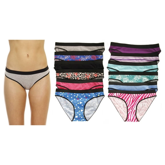 Just Intimates Cotton Panties / Bikini Underwear (Pack of 12) (6 - Medium)
