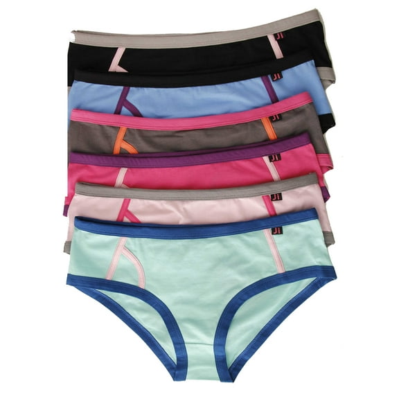 Just Intimates Cotton Panties / Boyleg Underwear (Pack of 6) (4, 6 Pack With Sayings on Back)