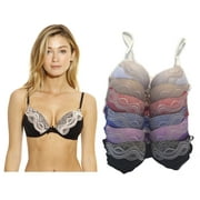 Just Intimates Double Push Up Bras for Women (Pack of 6) (Double Push Up Bra - Pastels, 36DD)
