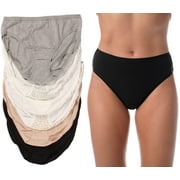 Just Intimates Panties for Women, Tagless and Breathable High Cut Briefs (6 Pack) (Pack a, X-Small)
