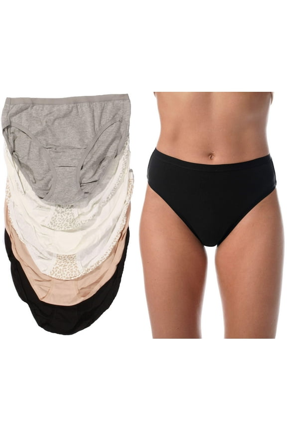 Panties for Women, Tagless and Breathable High Cut Briefs (6 Pack) (Pack a, X-Small)