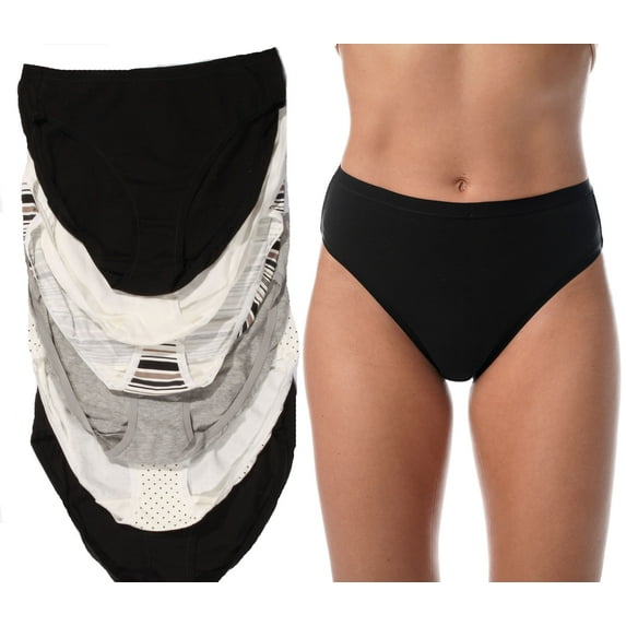 Just Intimates Panties for Women, Tagless and Breathable High Cut Briefs (6 Pack) (Small, Pack B)