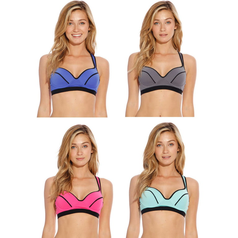 Just Intimates Racerback Sports Bra / Bras for Women (Pack of 4) (Play On Bra  Pack, 38C) 