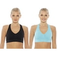 thumbnail image 1 of Just Intimates Racerback Sports Bra (Pack of 2) (Aqua, Black, X-Small), 1 of 2