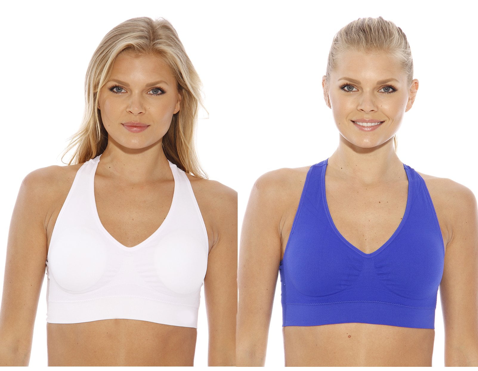 Just Intimates Racerback Sports Bra (Pack of 2) (bright navy, white, 1X