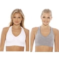 thumbnail image 1 of Just Intimates Racerback Sports Bra (Pack of 2) (heather gray, white, 2X, Regular), 1 of 2