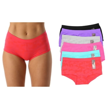Just Intimates Seamless Boyleg Panties Solids & Jacquards (6 Pack) (Small)