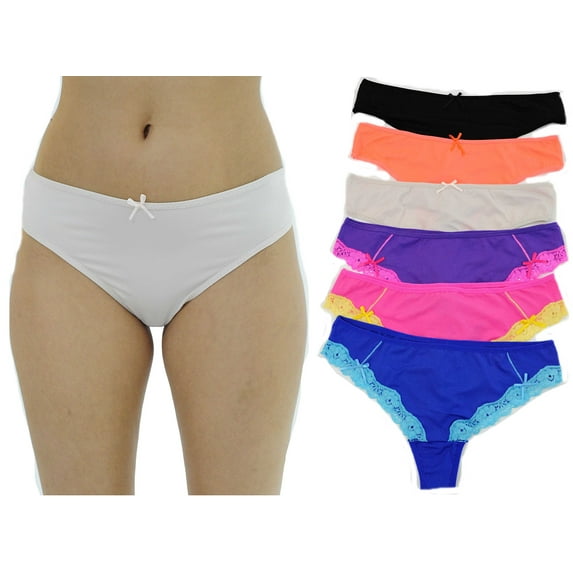 Just Intimates Thongs / Panties for Women (Pack of 6) (Large)