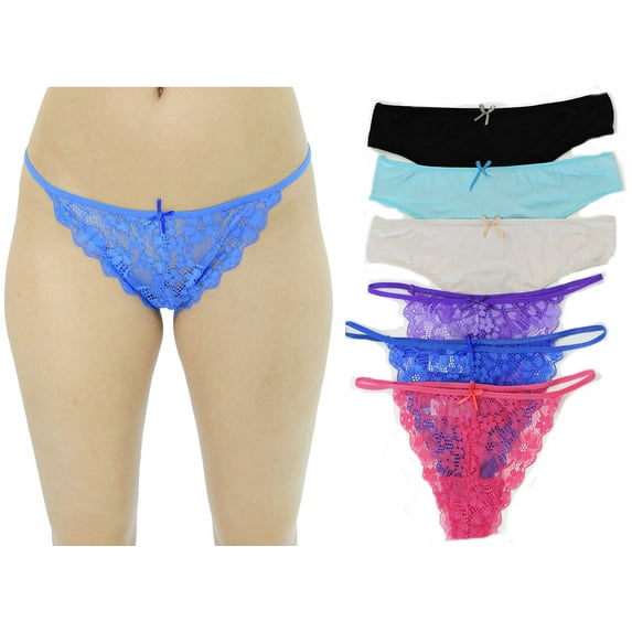 Just Intimates Thongs / Panties for Women (Pack of 6) (Medium)