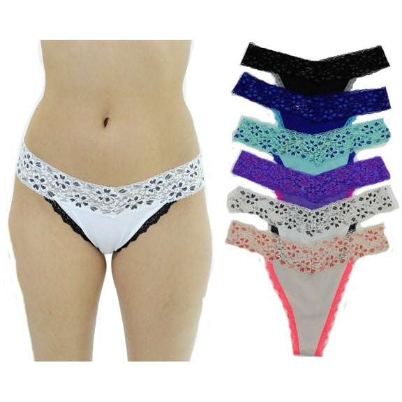 Just Intimates Thongs / Panties for Women (Pack of 6) (Small)