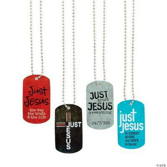 Just Jesus Dog Tag Necklaces, Birthday, Jewelry, 12 Pieces