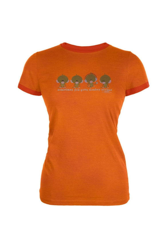 - Monkey Around Ladies Ringer T-Shirt - Large