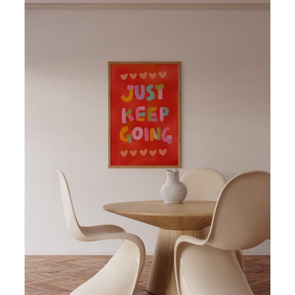 Just Keep Going Motivational Quotes Typography Art, Unframed Canvas 16x20in