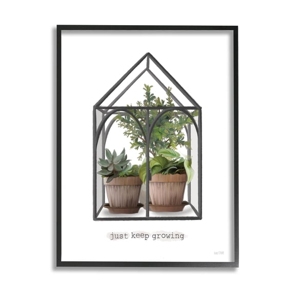 Just Keep Growing Greenhouse Plants Botanical & Floral Graphic Art Black Framed Art Print Wall Art
