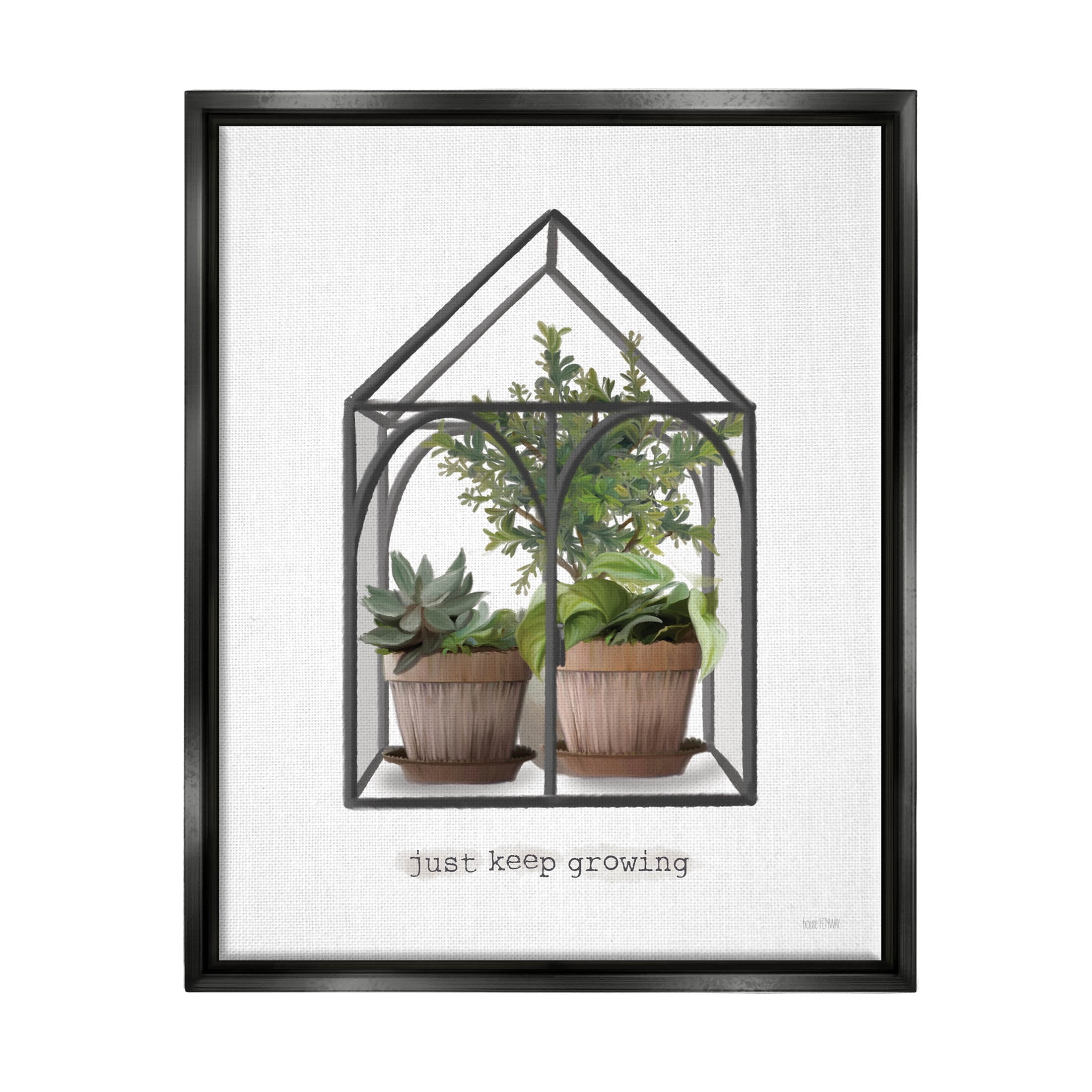 Just Keep Growing Greenhouse Plants Botanical & Floral Graphic Art Jet Black Framed Art Print Wall Art