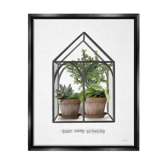 Just Keep Growing Greenhouse Plants Botanical & Floral Graphic Art Jet Black Framed Art Print Wall Art