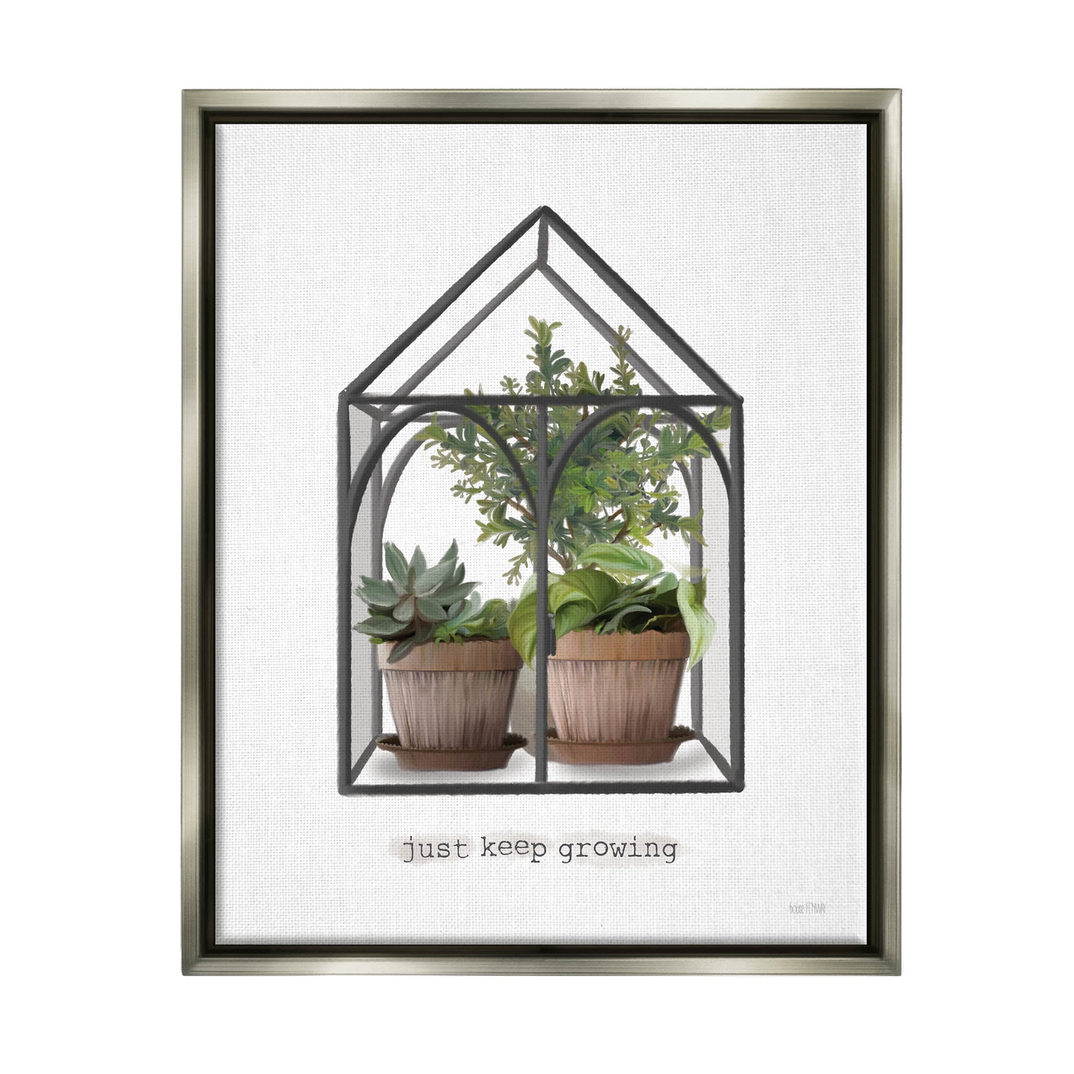 Just Keep Growing Greenhouse Plants Botanical & Floral Graphic Art Luster Gray Framed Art Print Wall Art