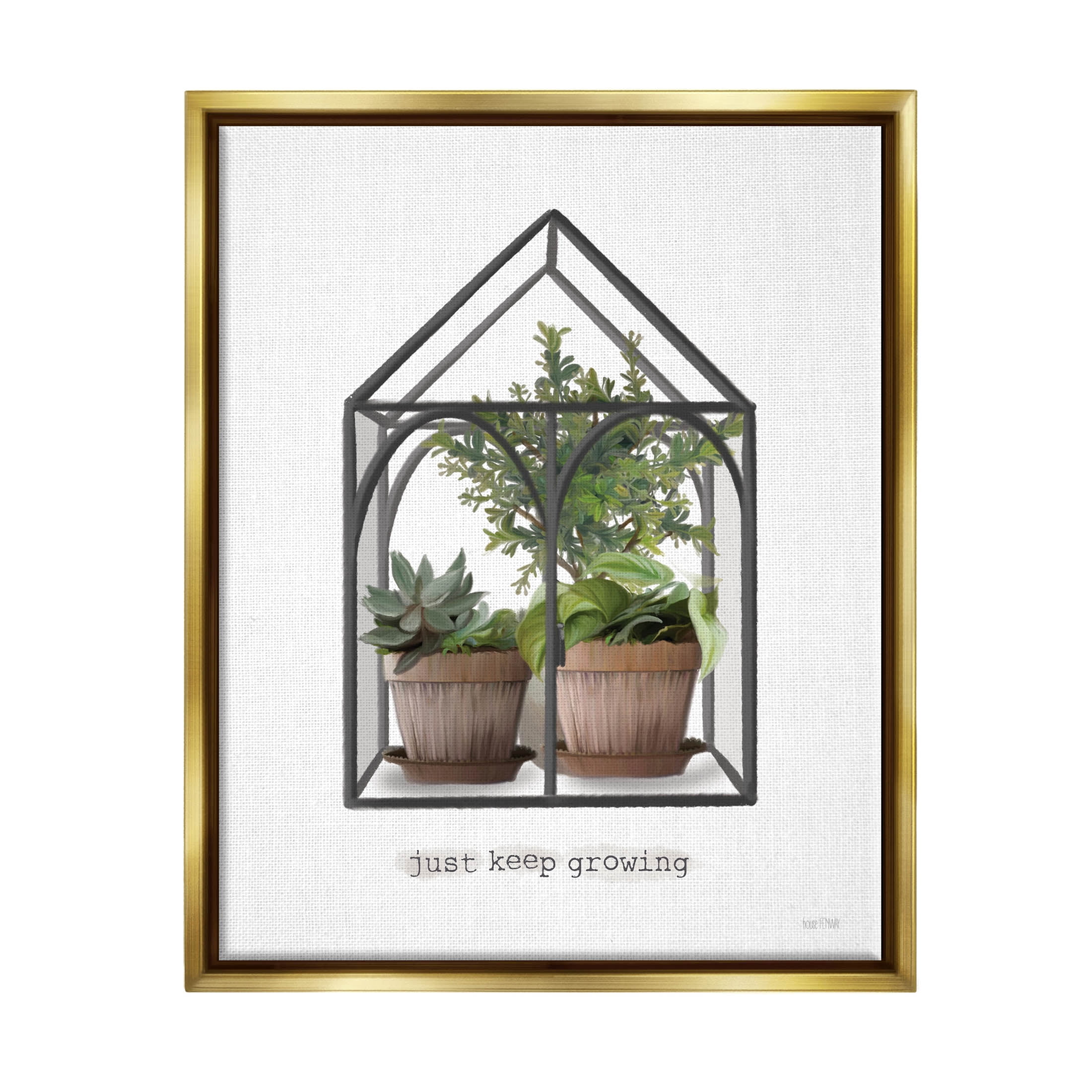 Just Keep Growing Greenhouse Plants Botanical & Floral Graphic Art Metallic Gold Framed Art Print Wall Art