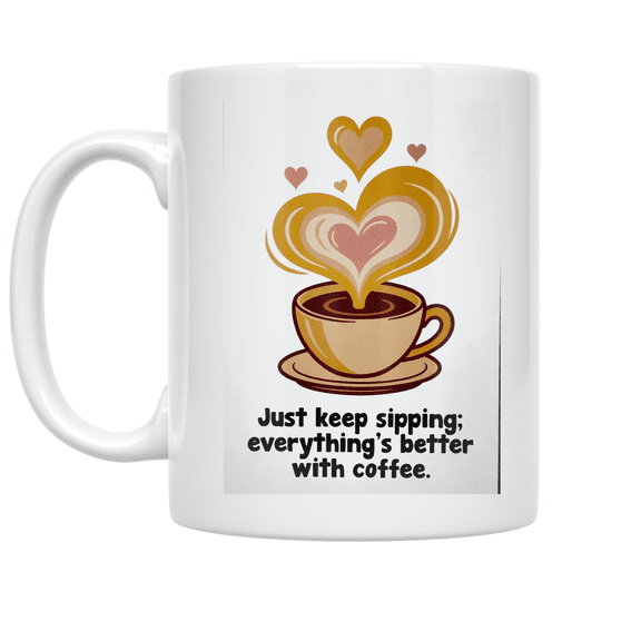 Just Keep Sipping Coffee Quote - Coffee Enthusiast - 11 oz Ceramic Coffee Mug
